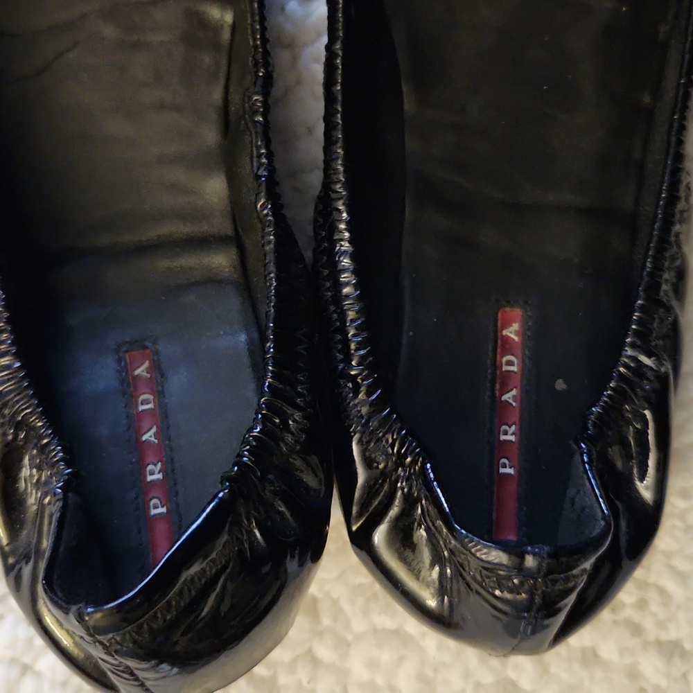 Prada Black Bow Ballet Flats - Picture 3 of 8
